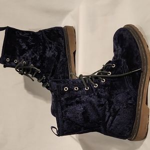 Purple Velvet Combat Boots